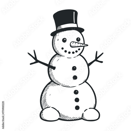 Building a snowman in winter wonderland outdoor activity fun family event snowy landscape playful concept. Vector illustration