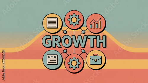 Business growth strategy and development plan concept for company success and financial improvement