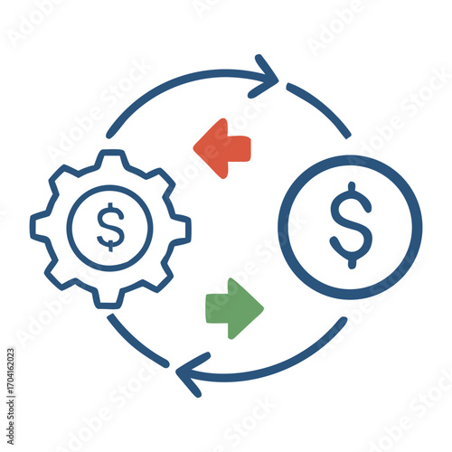 Business process optimization gear and money cycle infographic concept