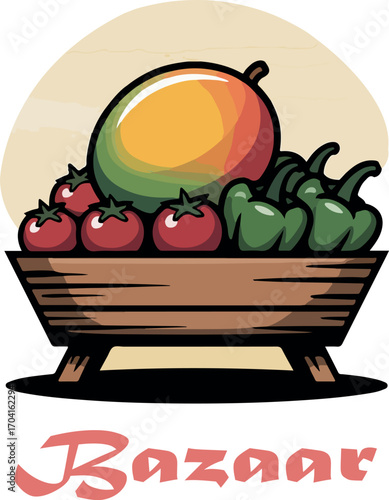 Shopping bazaar logo icon vector white background .