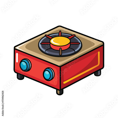 Cartoon Hot Plate Stove Isolated on White Background Vector Illustration