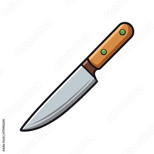 Cartoon Kitchen Knife Isolated on White Background