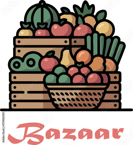 Shopping bazaar logo icon vector white background .