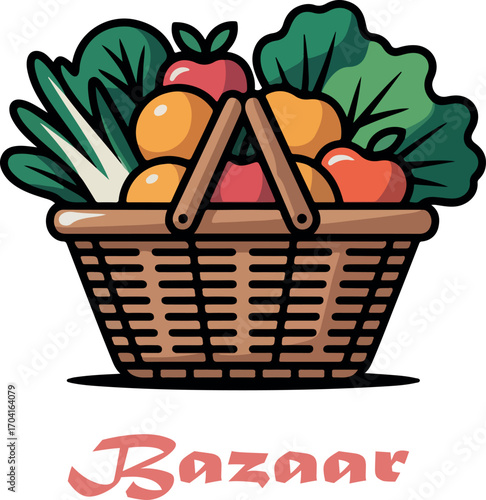 Shopping bazaar logo icon vector white background .