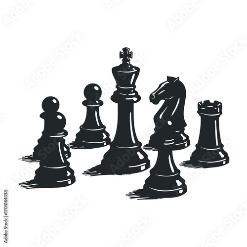 Strategic chess match game arena digital art competitive environment view mind game strategy. Vector illustration