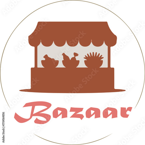 Shopping bazaar logo icon vector white background .
