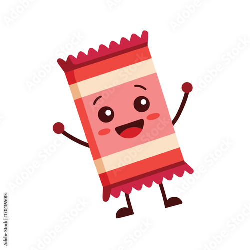 Cute Candy Bar Smiling Isolated on White Background