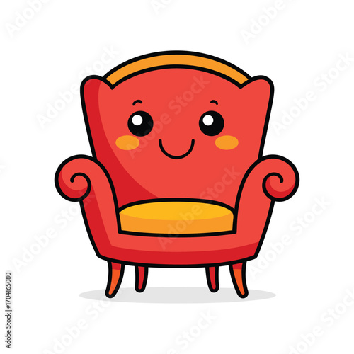 Cute Chair Smiling Isolated on White Background