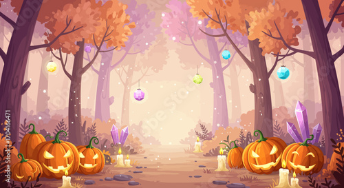 Haunted Halloween Horror Background Vector Illustration with Spooky Elements