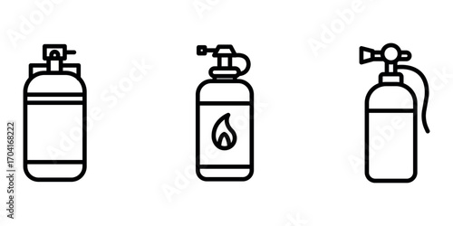 gas-cylinder  outline or line icon design bundle.