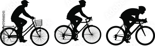 Wallpaper Mural Silhouette Vector Illustration of Male Cyclists Riding Bicycles for Commuting, Fitness, and Professional Road Racing on White Background Torontodigital.ca
