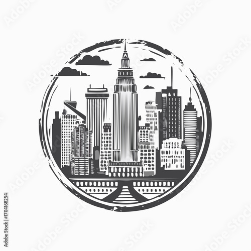 Linocut stamp texture, grunge urban background, vector illustration