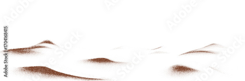 Chocolate and coffee powder, scattered cocoa on a light background. Particles of earth and dust. Brown sand texture.Top view of the cake.