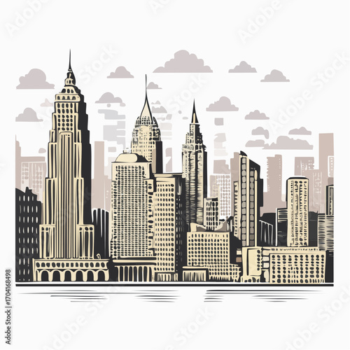 Linocut stamp texture, grunge urban background, vector illustration