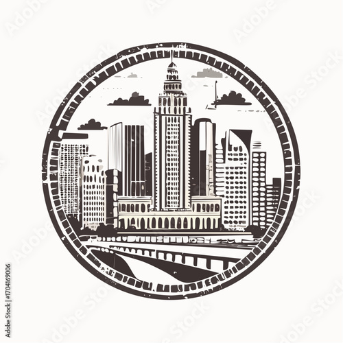 Linocut stamp texture, grunge urban background, vector illustration