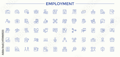 Employment line icon set. Minimalist vector collections. Resources linear icon set. Contains such symbols as teamwork, human, person, people, hr and more.