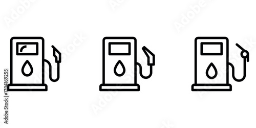 petrol-station outline or line icon design bundle.