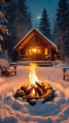 Cozy cabin nightfire