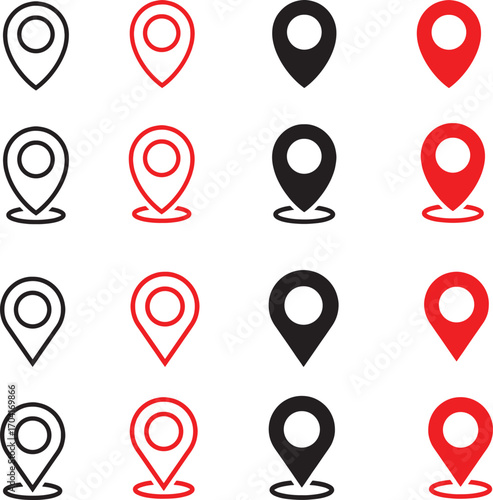 Thin line icon set for location  marker  pin  navigation  map  travel  destination  point pointer  icons  place  tag  mark  gps  geotag  locator. Pixel perfect icons editable stroke.