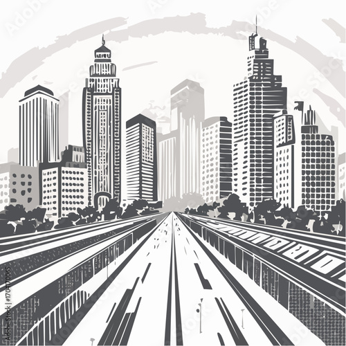 Linocut stamp texture, grunge urban background, vector illustration