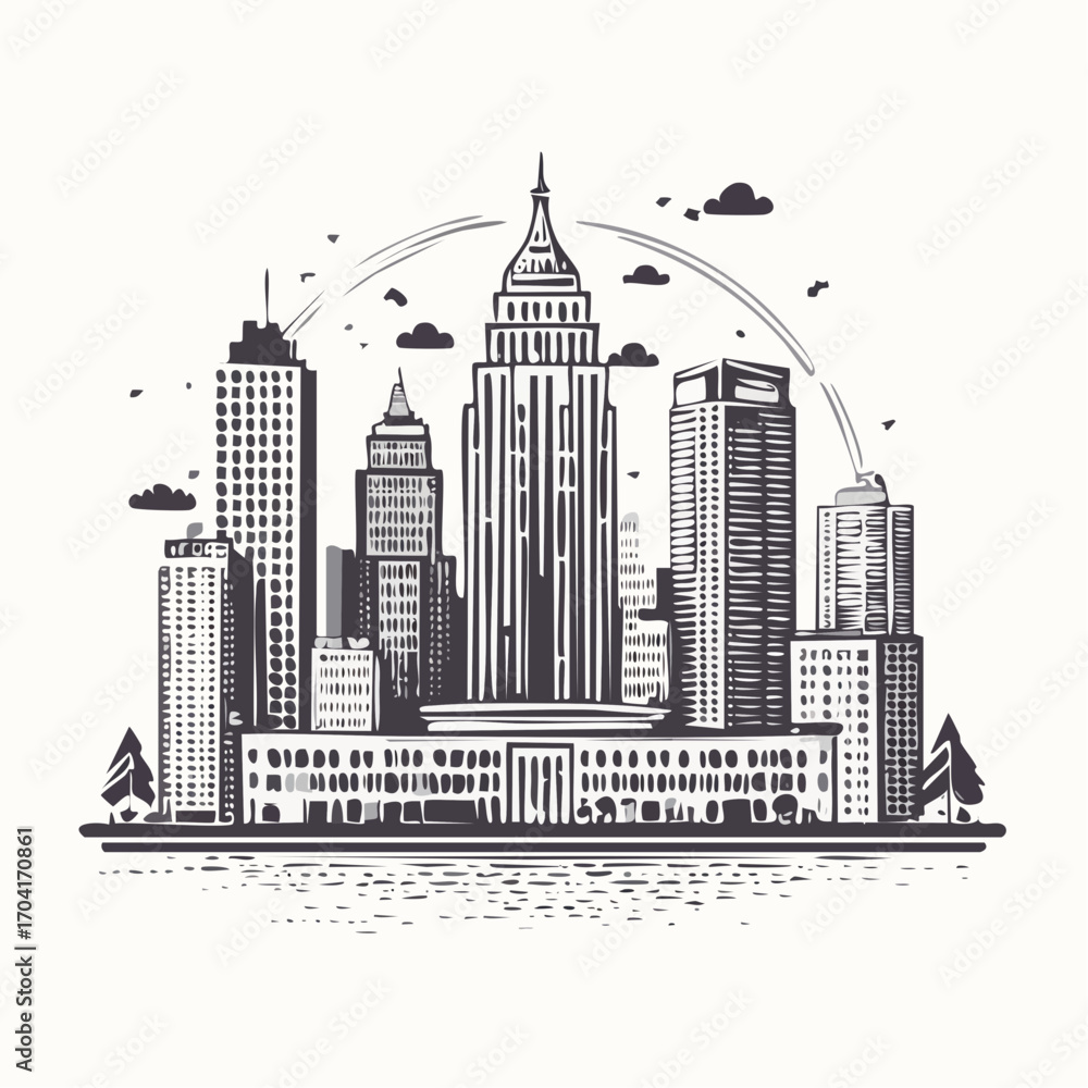 Fototapeta premium Linocut stamp texture, grunge urban background, vector illustration