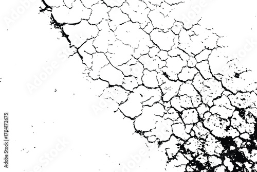Broken Ground cracked surface on transparent background. abstract black and white marble surface, broken concrete background, vector illustration, rough surface texture, vintage style.