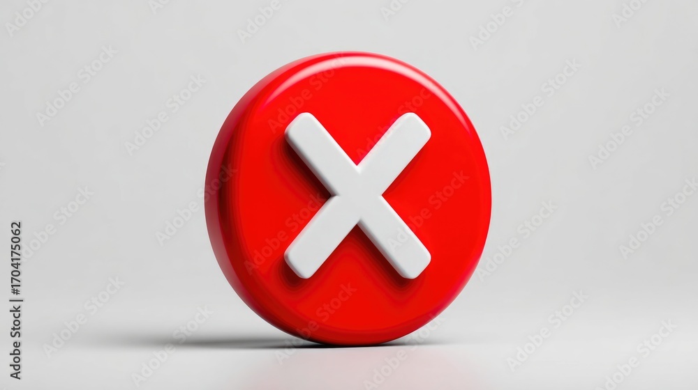 Obraz premium Red Round Button with White X Symbol