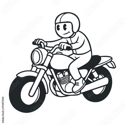 Rider revving up motorcycle ride adventure urban street graphic illustration dynamic environment side view fun concept. Vector illustration