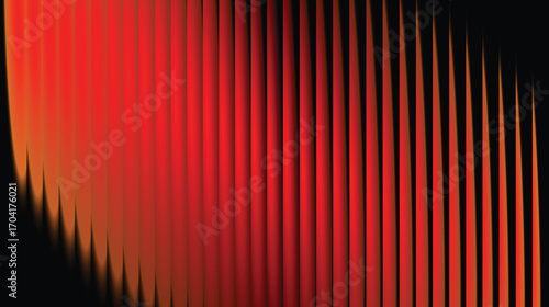 Vibrant abstract design featuring gradient of red and orange curved lines against black background. pattern creates dynamic and energetic visual