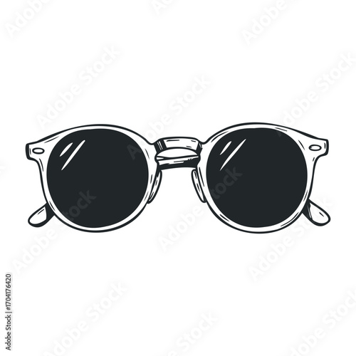 Stylish sunglasses showcase urban setting digital illustration modern design eye-catching viewpoint fashion concept. Vector illustration