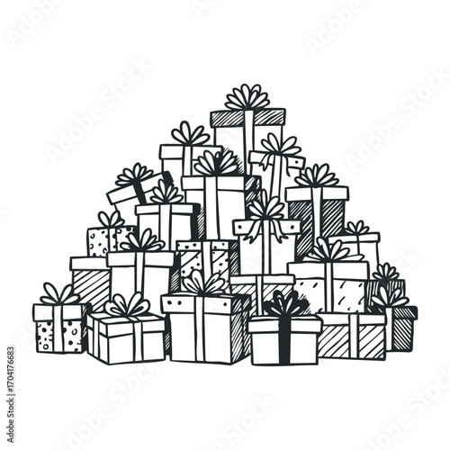 Gift giving celebration holiday season digital illustration festive environment bird's eye view joyful concept for seo impact. Vector illustration