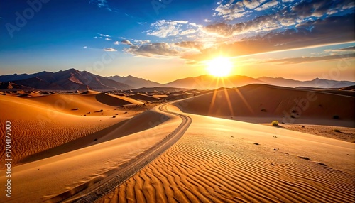 Fototapeta Naklejka Na Ścianę i Meble -  Sunrise over desert dunes (1)