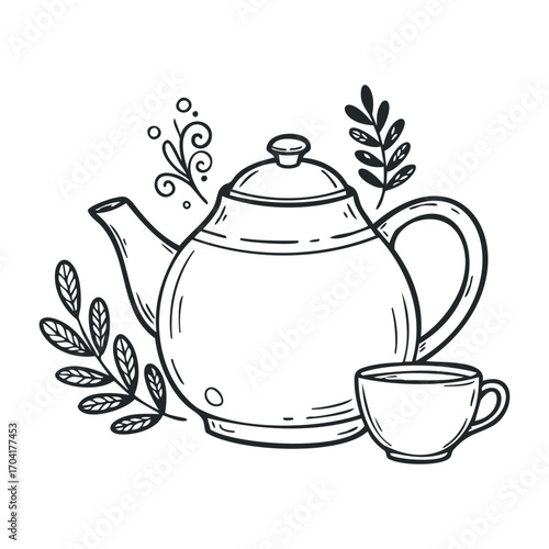 Brewing tea ceremony cozy kitchen illustration herbal environment top view tranquility. Vector illustration