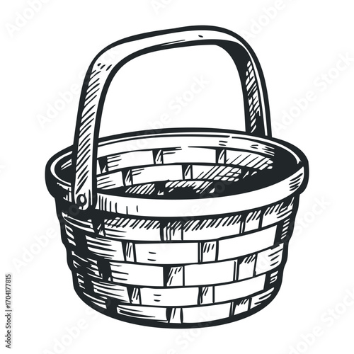 Handcrafted wooden basket home decor still life rustic setting artisan craftsmanship. Vector illustration