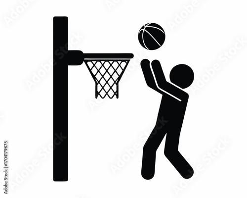 Basketball dunk icon silhouette vector  isolated on white background