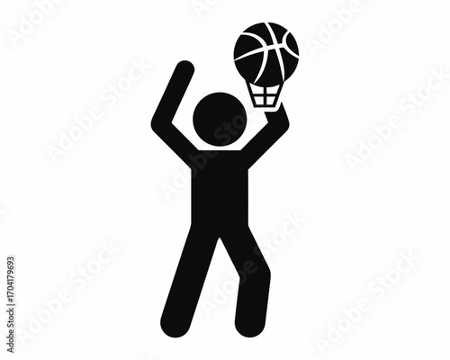 Basketball dunk icon silhouette vector  isolated on white background
