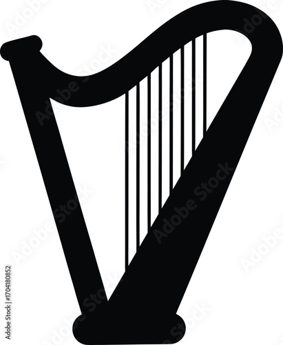 Harp Silhouette Vector Art Illustration