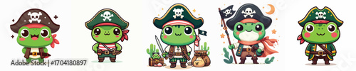 cute frog vector in pirate costume