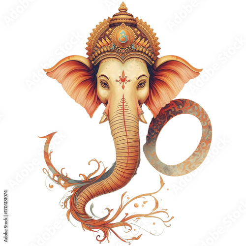 Intricate vector illustration of lord ganesha elephant head deity for spiritual and cultural designs