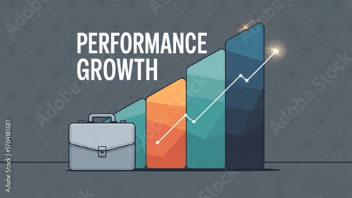 Business performance growth chart showing financial success and career development with upward trend graph line