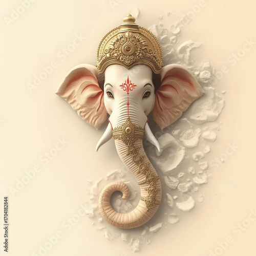 Divine elephant god ganesha deity head vector illustration scalable eps religious icon
