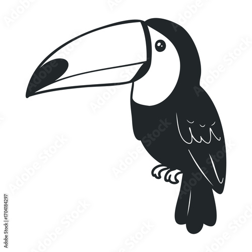 Colorful toucan bird illustration wildlife art digital drawing minimalist style view nature concept. Vector illustration