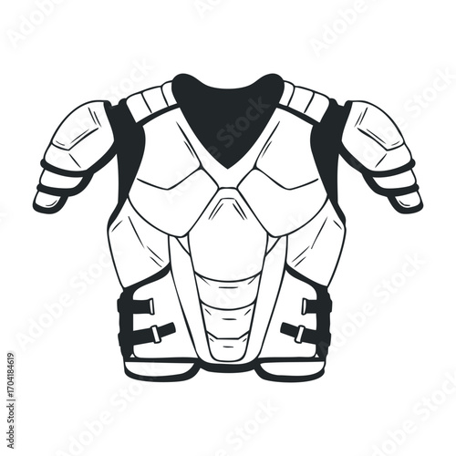 Protective gear for sports activities training center digital illustration indoor front view safety and performance. Vector illustration