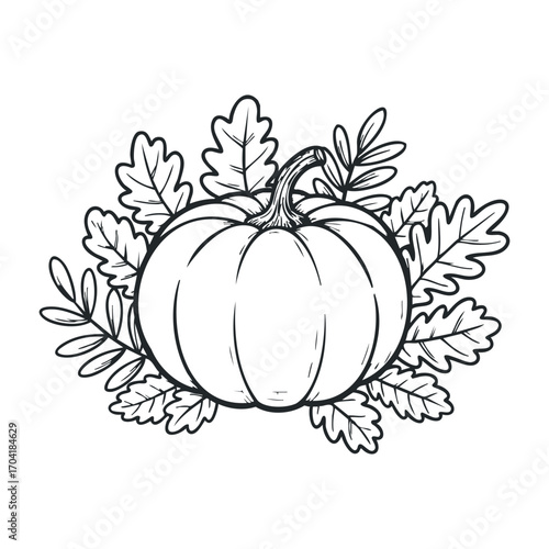 Autumn harvest festival pumpkin arrangement rustic farm illustration art natural setting seasonal celebration. Vector illustration