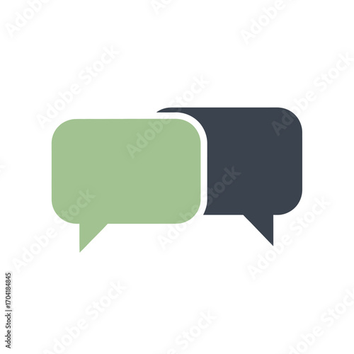 Minimalist flat design two chat bubbles speech communication conversation dialogue messaging icons vector