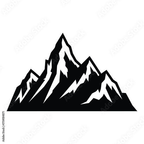 Bold minimalist mountain range silhouette vector illustration for outdoor adventure and exploration themes vector
