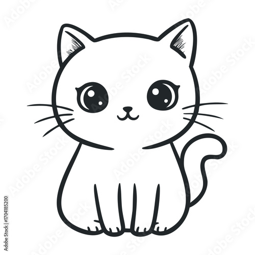 Playful cat illustration digital art whimsical style cozy home environment front view adorable concept for pet lovers. Vector illustration