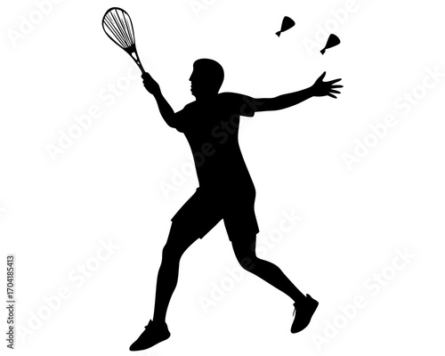 Badminton player smash silhouette vector isolated on white background