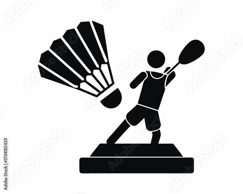 Badminton player smash silhouette vector isolated on white background