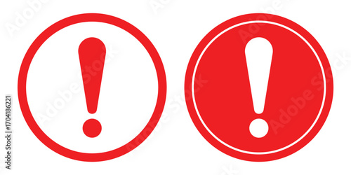 Red exclamation mark icons for warning and alert messages simple symbols
